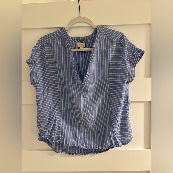 Love Tops - Love Sky Blue Pinstripe Blouse